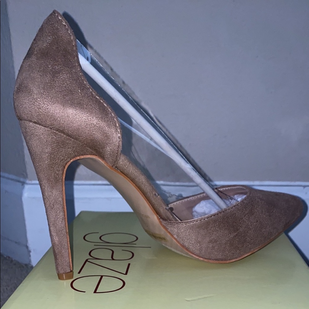 Glaze Taupe Clear Slip On Heels Size 10